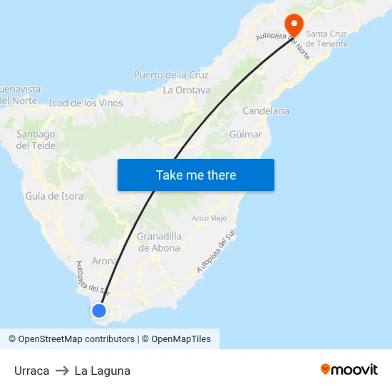 Urraca to La Laguna map