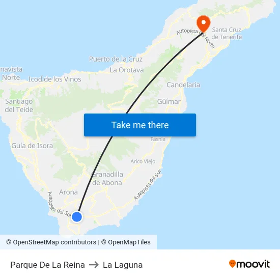 Parque De La Reina to La Laguna map