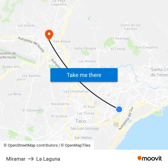 Miramar to La Laguna map