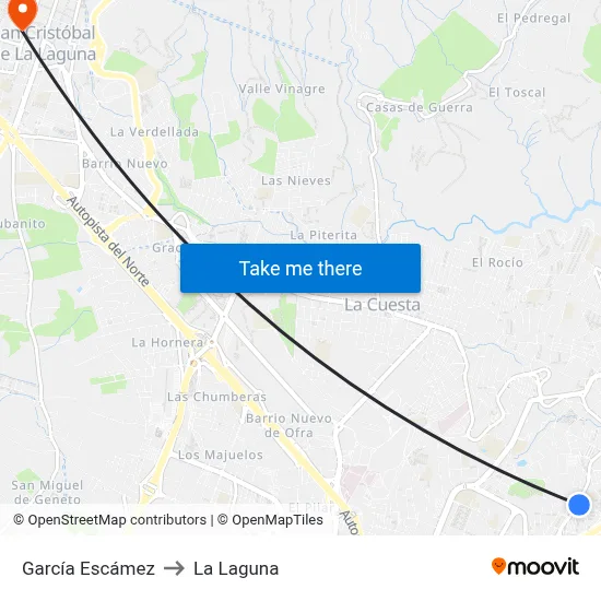 García Escámez to La Laguna map