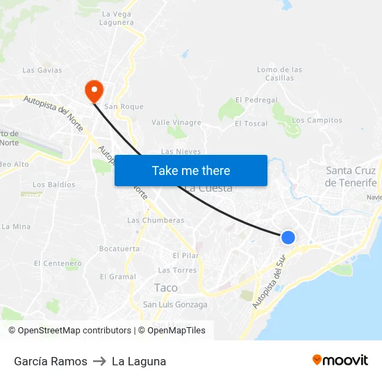 García Ramos to La Laguna map