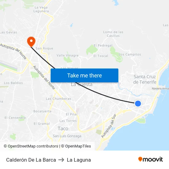 Calderón De La Barca to La Laguna map