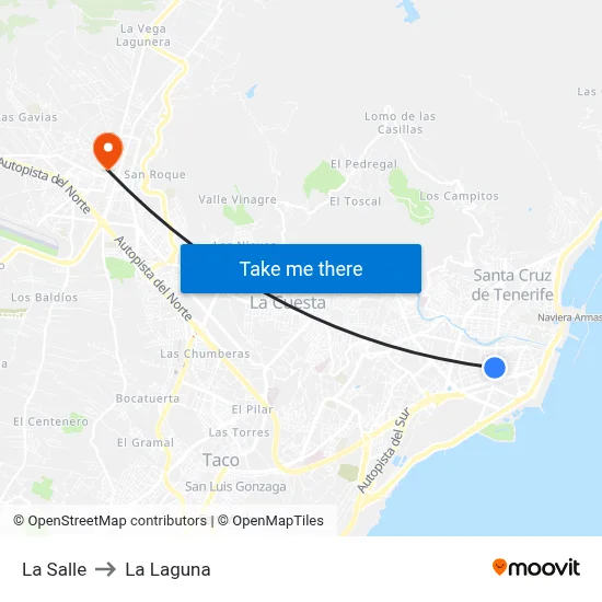 La Salle to La Laguna map