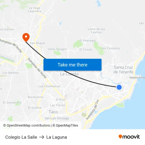 Colegio La Salle to La Laguna map