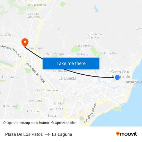 Plaza De Los Patos to La Laguna map