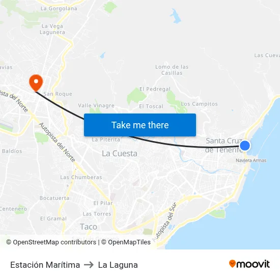 Estación Marítima to La Laguna map