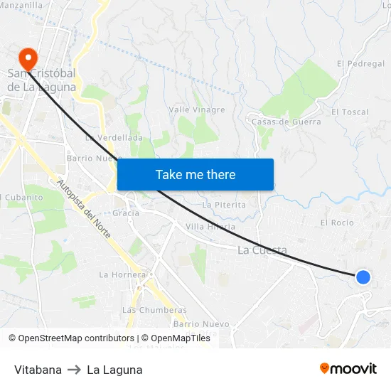 Vitabana to La Laguna map