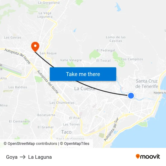Goya to La Laguna map
