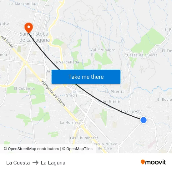 La Cuesta to La Laguna map