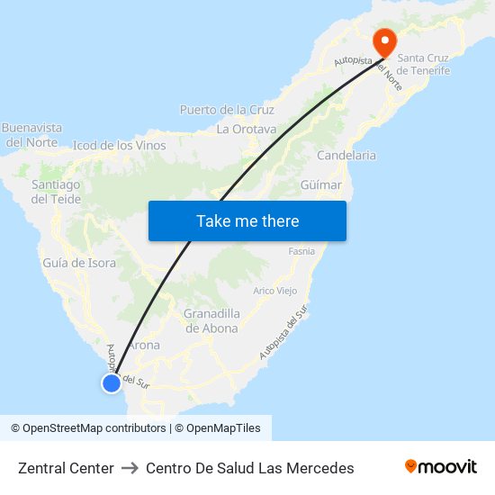 Zentral Center to Centro De Salud Las Mercedes map