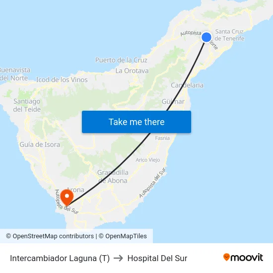 Intercambiador Laguna to Hospital Del Sur map