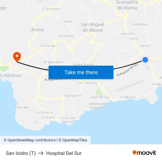 San Isidro (T) to Hospital Del Sur map