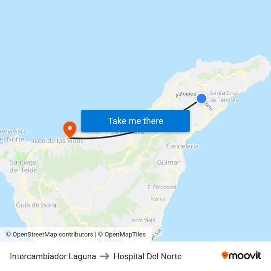 Intercambiador Laguna to Hospital Del Norte map