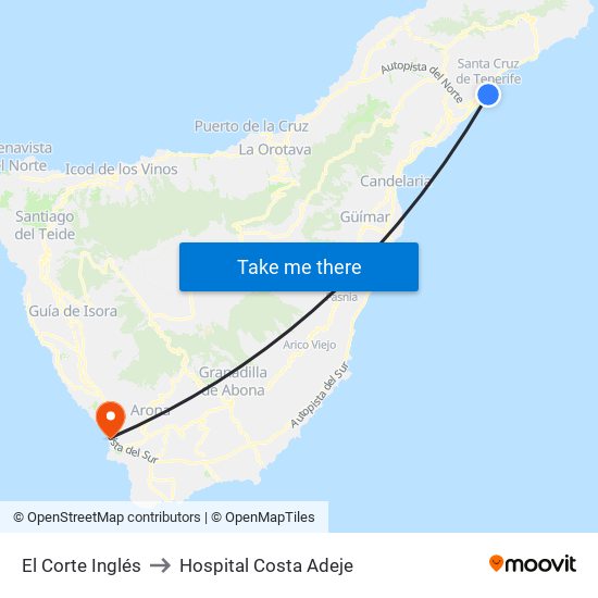 El Corte Inglés to Hospital Costa Adeje map