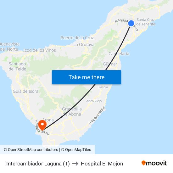 Intercambiador Laguna (T) to Hospital El Mojon map