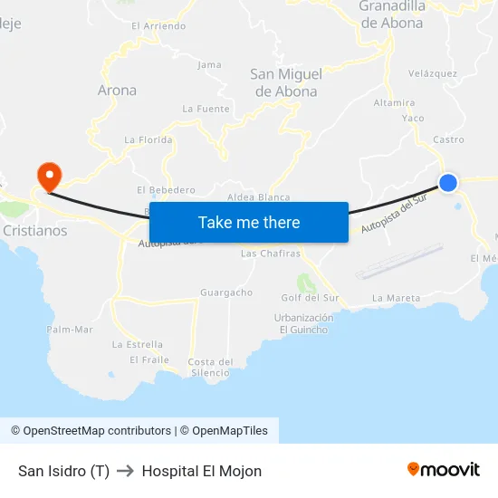 San Isidro (T) to Hospital El Mojon map