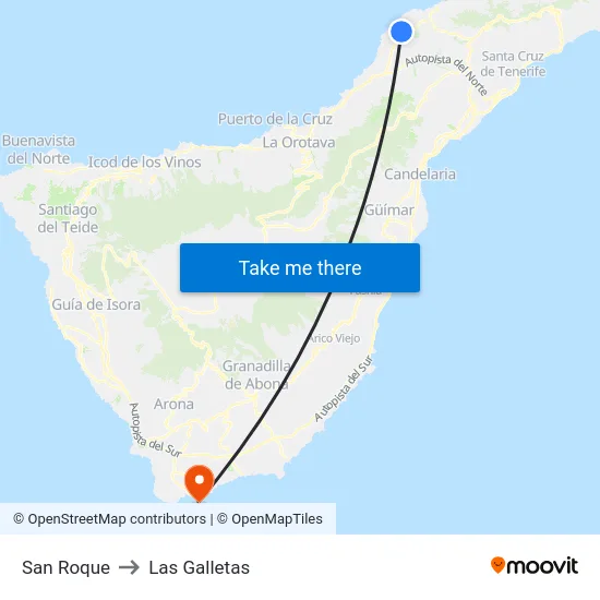 San Roque to Las Galletas map