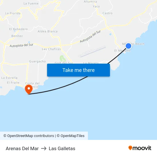Arenas Del Mar to Las Galletas map