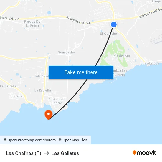 Las Chafiras (T) to Las Galletas map