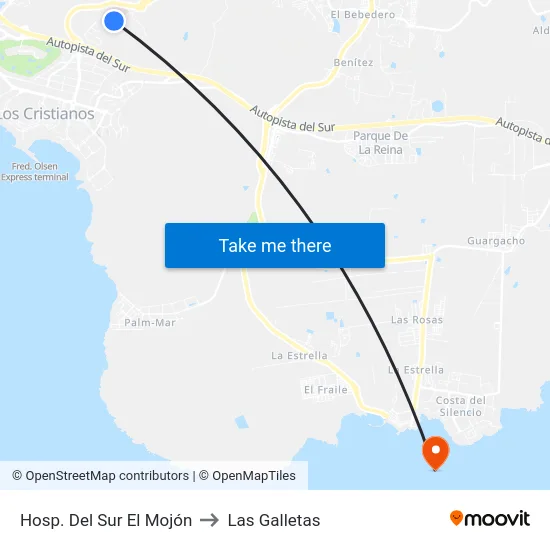 Hosp. Del Sur El Mojón to Las Galletas map