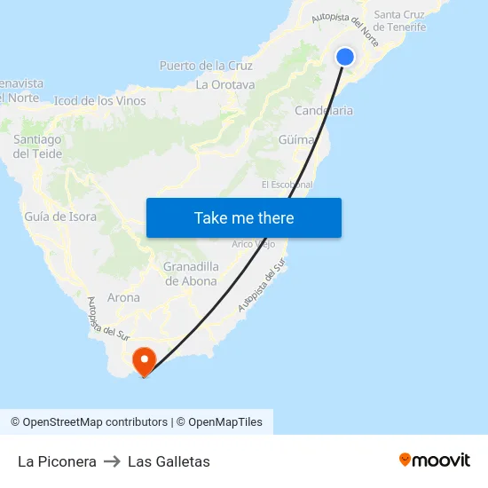 La Piconera to Las Galletas map
