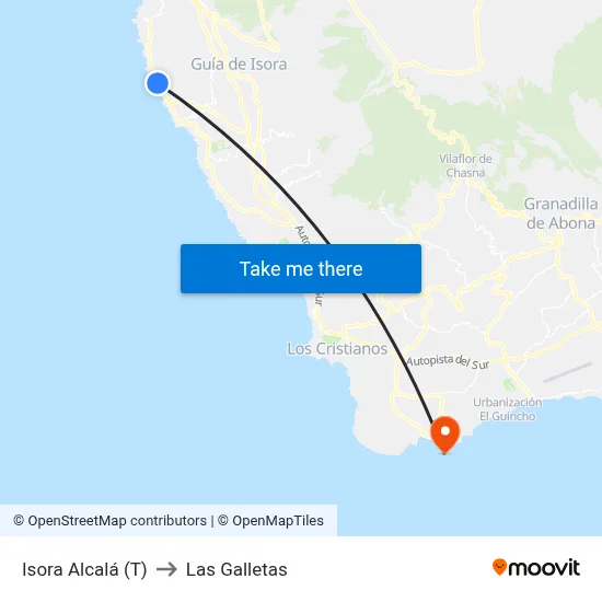 Isora Alcalá (T) to Las Galletas map