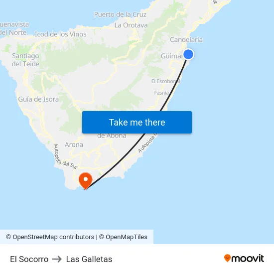 El Socorro to Las Galletas map