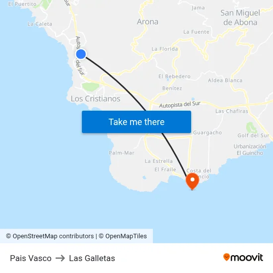 Pais Vasco to Las Galletas map