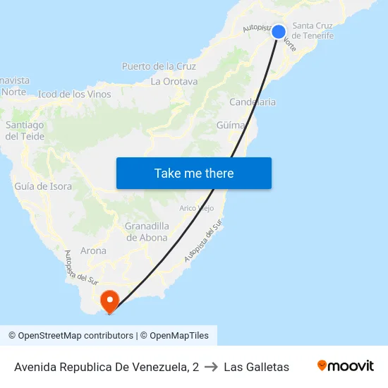 Avenida Republica De Venezuela, 2 to Las Galletas map