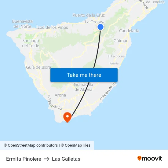Ermita Pinolere to Las Galletas map