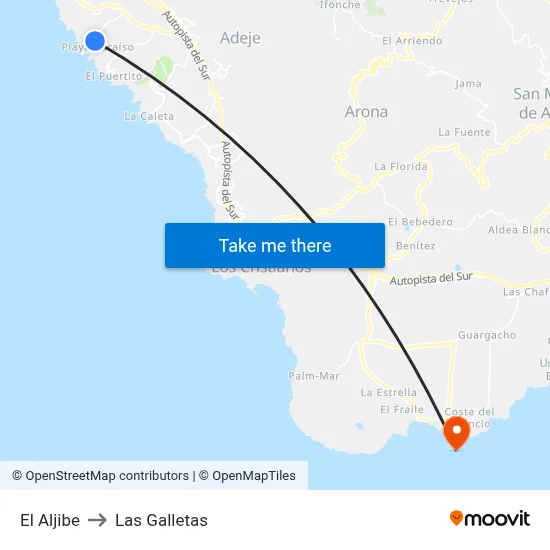 El Aljibe to Las Galletas map