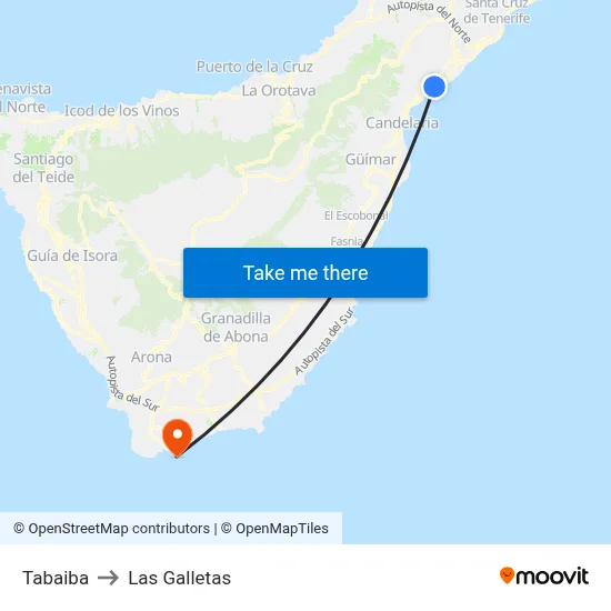 Tabaiba to Las Galletas map