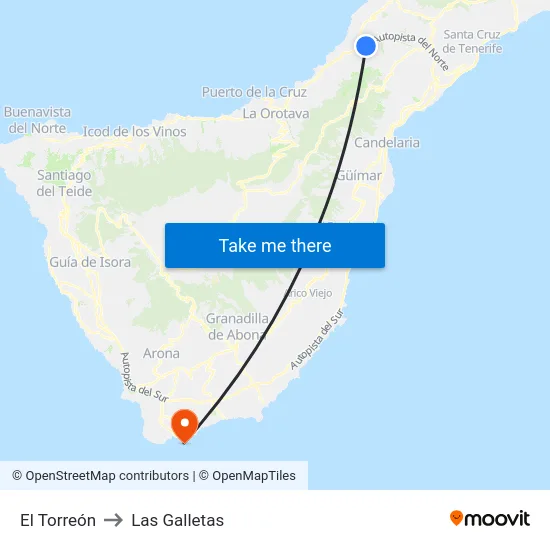El Torreón to Las Galletas map