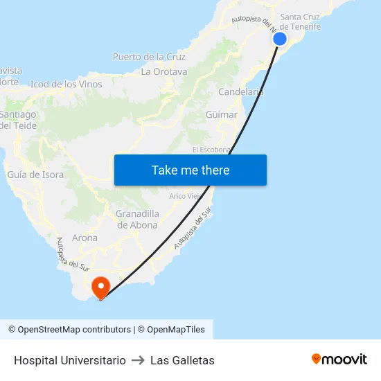 Hospital Universitario to Las Galletas map