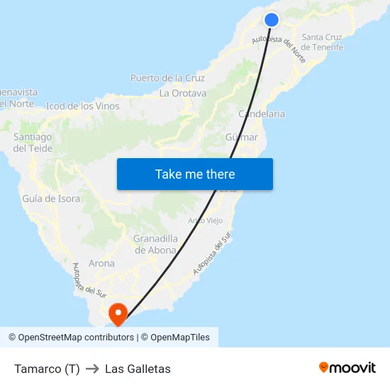 Tamarco (T) to Las Galletas map