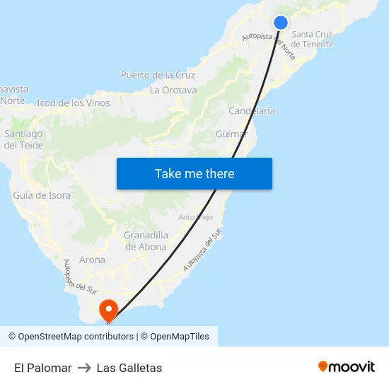 El Palomar to Las Galletas map