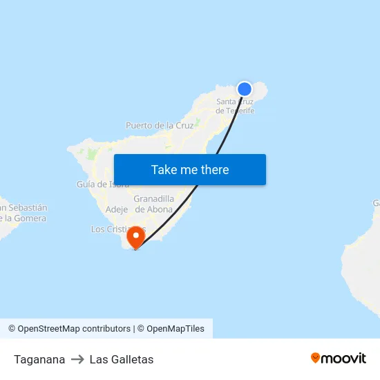 Taganana to Las Galletas map