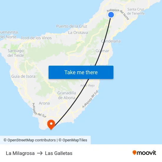 La Milagrosa to Las Galletas map