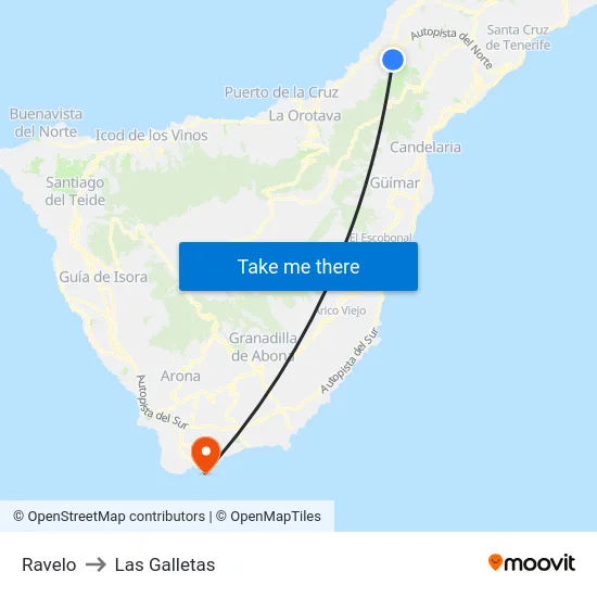 Ravelo to Las Galletas map