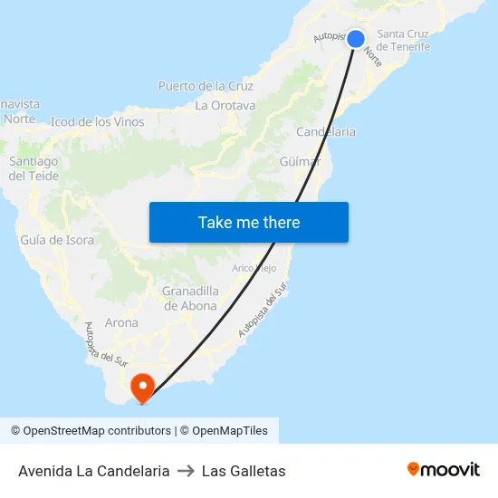 Avenida La Candelaria to Las Galletas map