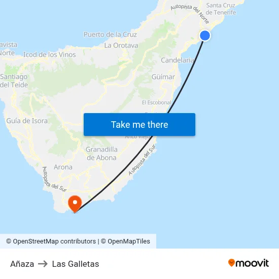 Añaza to Las Galletas map