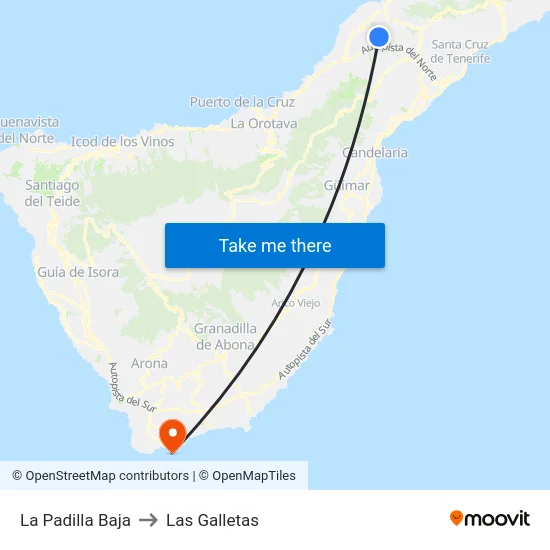 La Padilla Baja to Las Galletas map