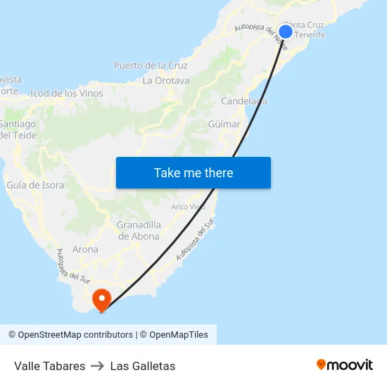 Valle Tabares to Las Galletas map