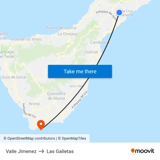 Valle Jimenez to Las Galletas map