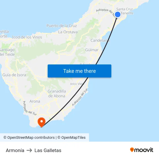 Armonía to Las Galletas map