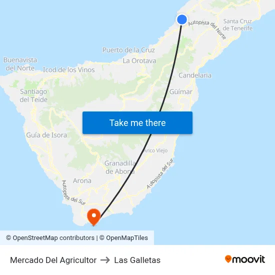 Mercado Del Agricultor to Las Galletas map