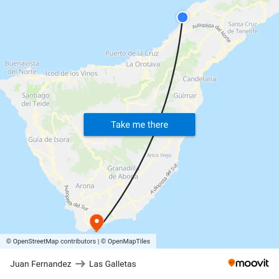 Juan Fernandez to Las Galletas map