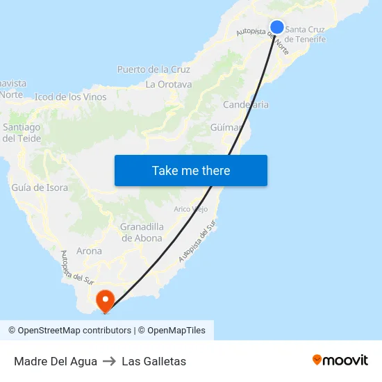 Madre Del Agua to Las Galletas map