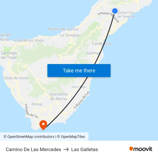 Camino De Las Mercedes to Las Galletas map