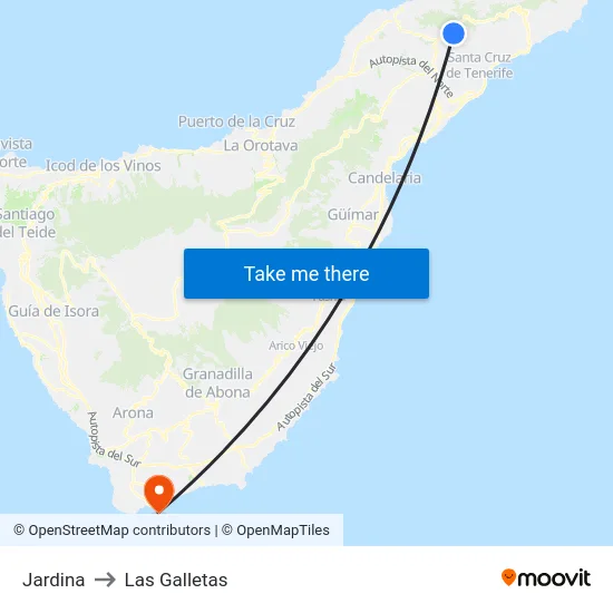 Jardina to Las Galletas map